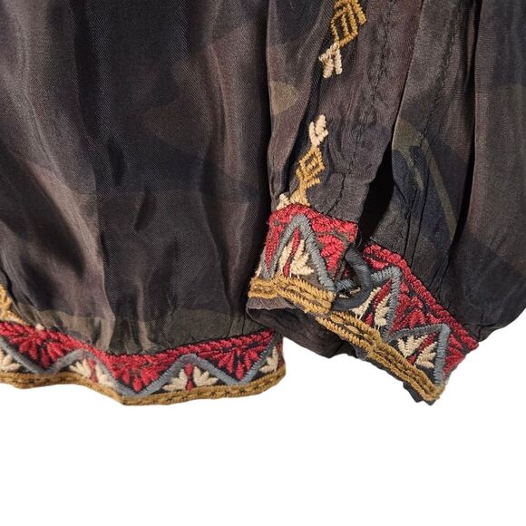 Johnny Was Workshop Camo Print Pull On Embroidered Pants womens XS - Picture 6 of 8